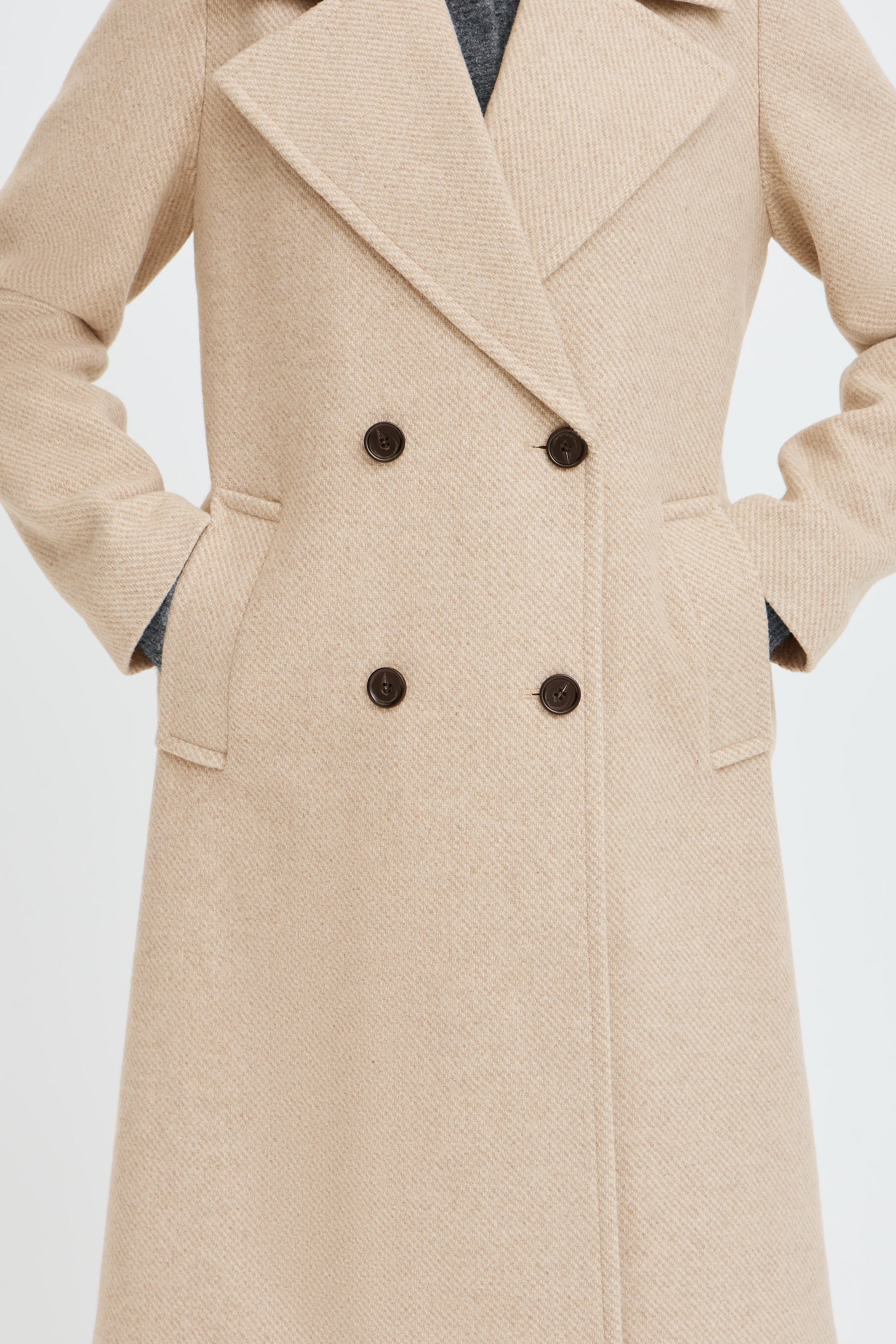 BYBANBARA PEA COAT - Humus Melange-Coat & Jackets- Hometown Style HTS, women's in store and online boutique located in Ingersoll, Ontario