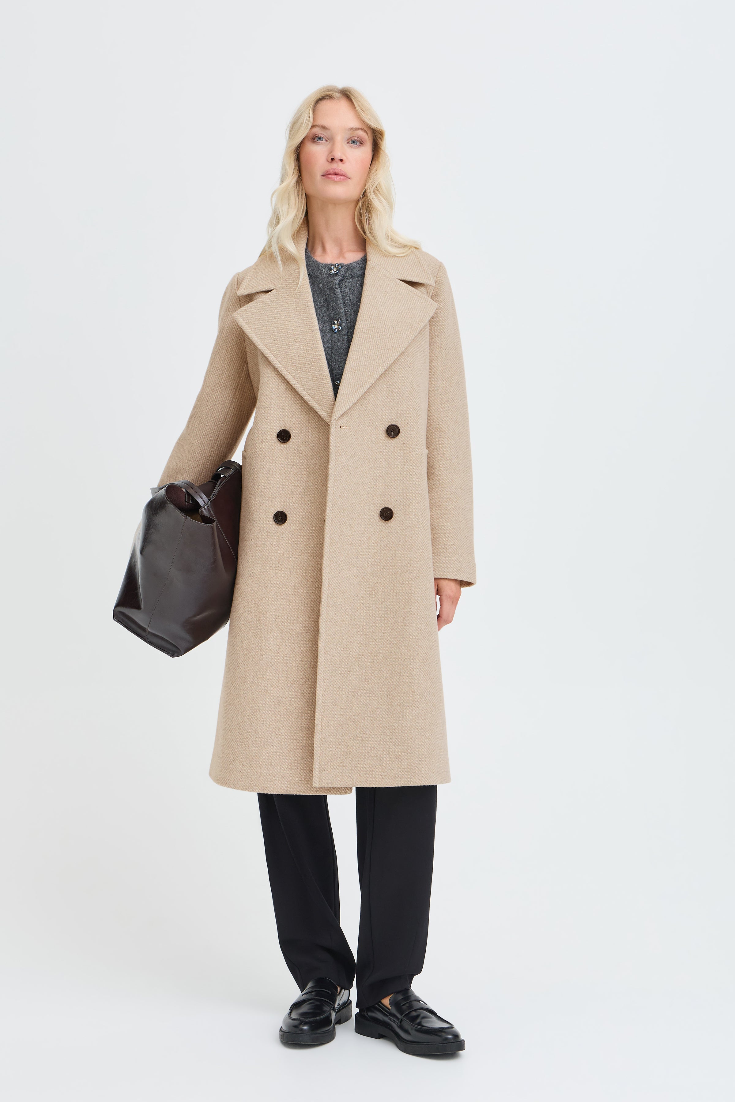 BYBANBARA PEA COAT - Humus Melange-Coat & Jackets- Hometown Style HTS, women's in store and online boutique located in Ingersoll, Ontario