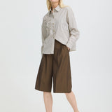 BYDANTA LONG SHORTS - Sepia Melange-Bottoms- Hometown Style HTS, women's in store and online boutique located in Ingersoll, Ontario