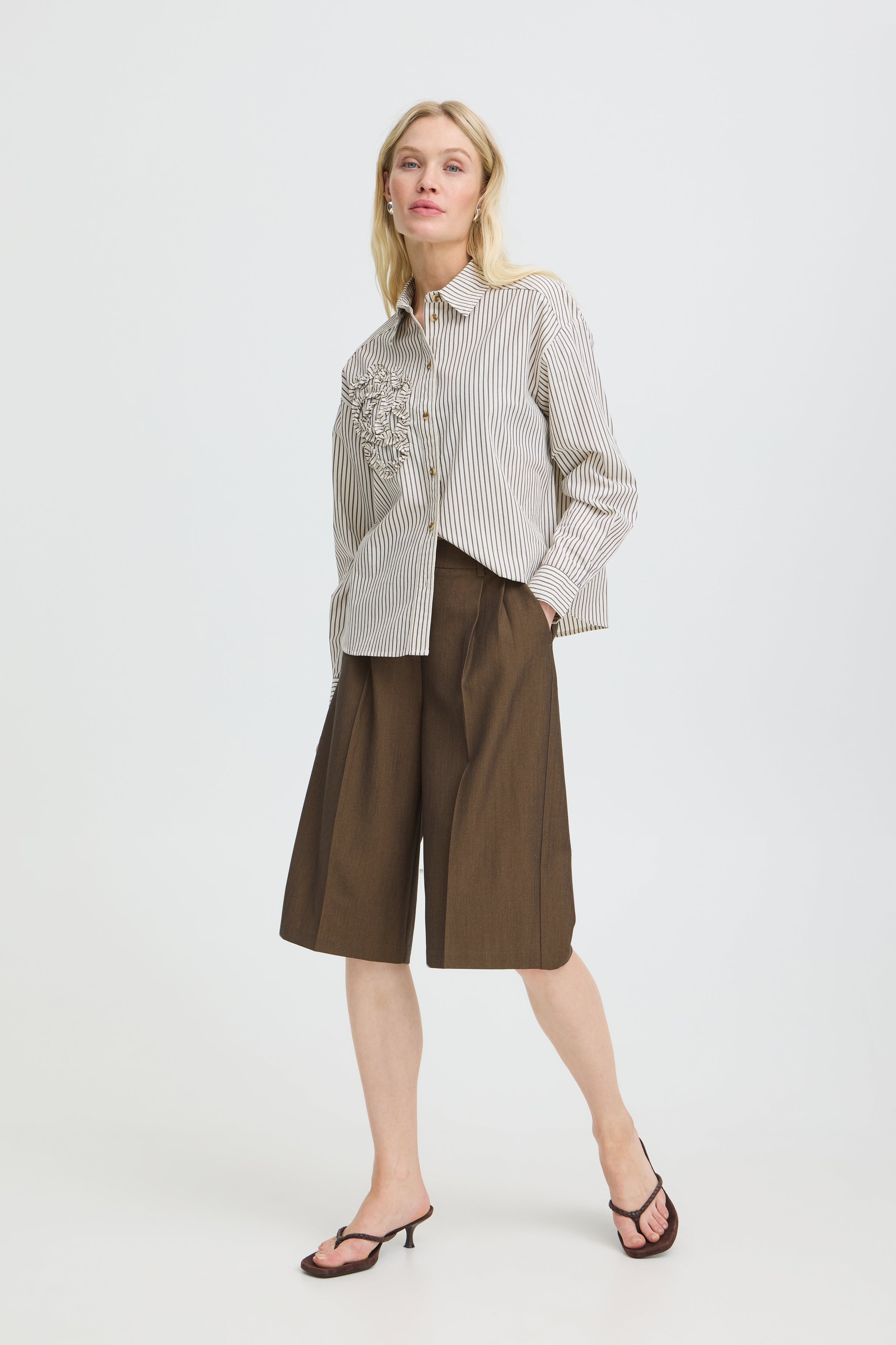 BYDANTA LONG SHORTS - Sepia Melange-Bottoms- Hometown Style HTS, women's in store and online boutique located in Ingersoll, Ontario