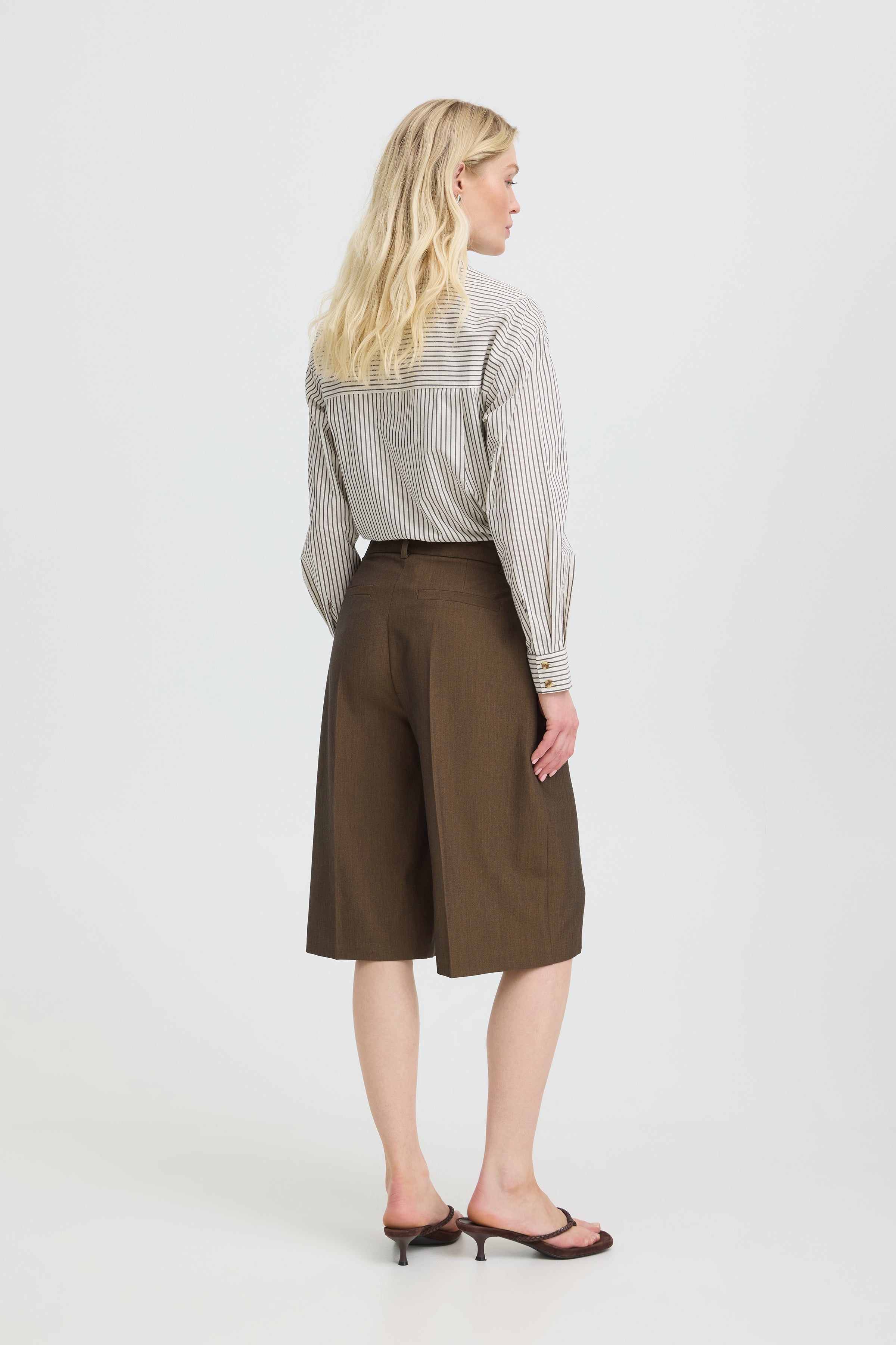 BYDANTA LONG SHORTS - Sepia Melange-Bottoms- Hometown Style HTS, women's in store and online boutique located in Ingersoll, Ontario