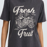 BYSOLKO FRUITY TSHIRT - Asphalt-Casual Tops- Hometown Style HTS, women's in store and online boutique located in Ingersoll, Ontario
