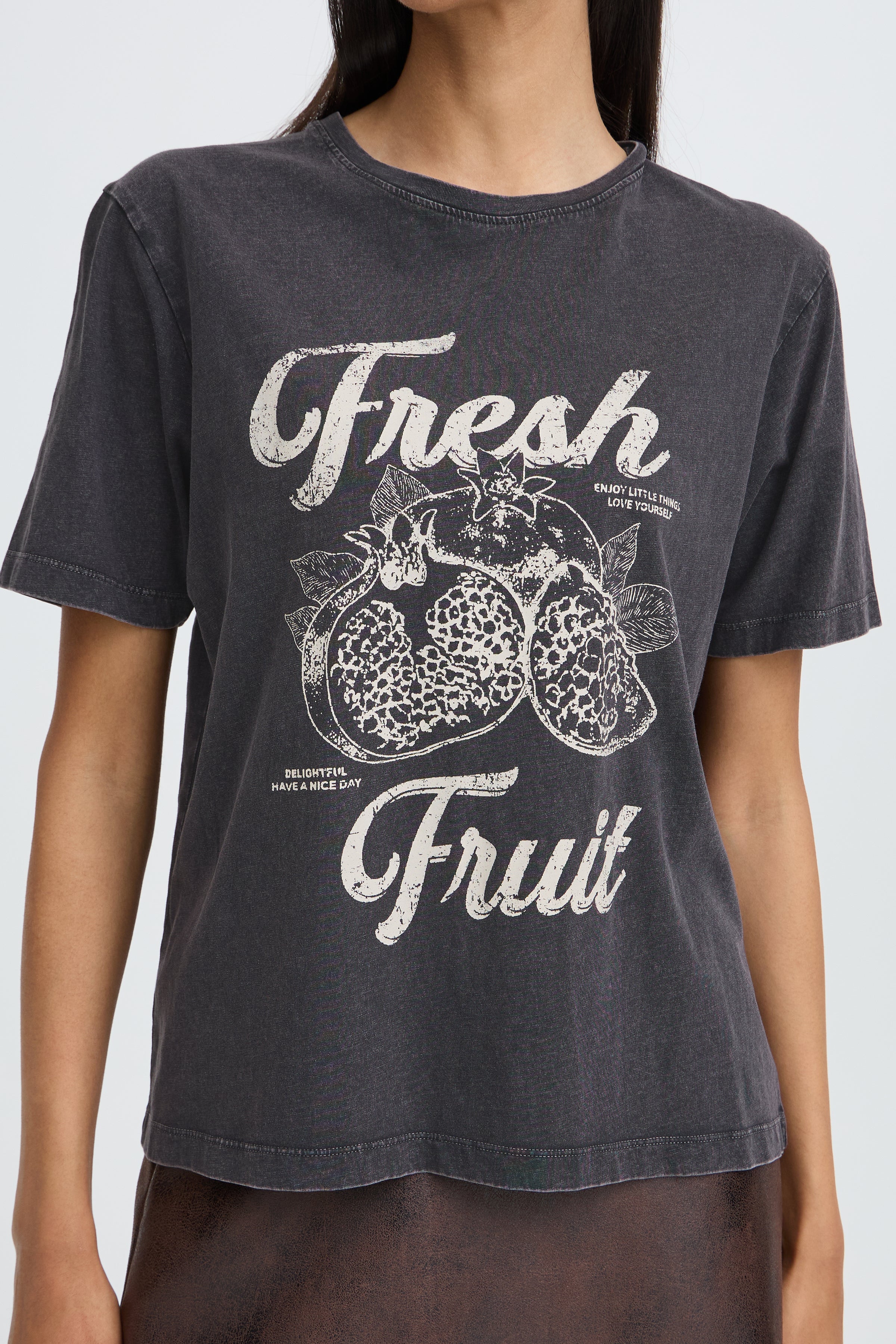 BYSOLKO FRUITY TSHIRT - Asphalt-Casual Tops- Hometown Style HTS, women's in store and online boutique located in Ingersoll, Ontario
