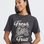 BYSOLKO FRUITY TSHIRT - Asphalt-Casual Tops- Hometown Style HTS, women's in store and online boutique located in Ingersoll, Ontario