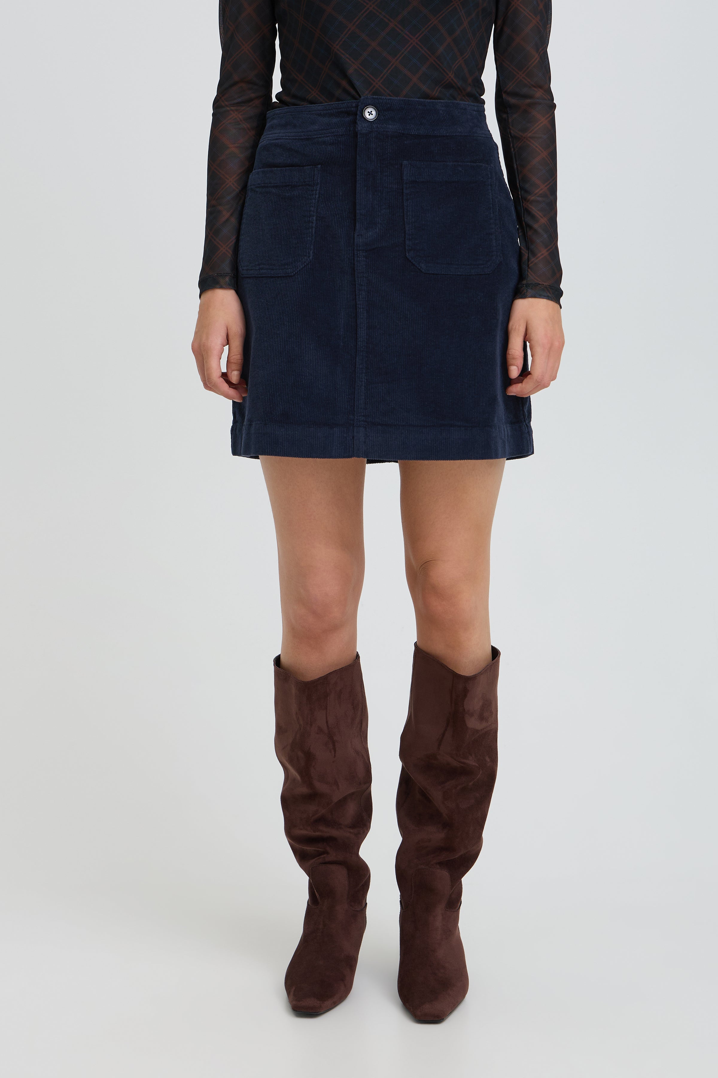 DASIK A POCKET SKIRT - Dark Sapphire-Bottoms- Hometown Style HTS, women's in store and online boutique located in Ingersoll, Ontario