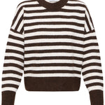 BYOMEA CREW JUMPER - Birch/Java Stripe-Sweaters and Cardigans- Hometown Style HTS, women's in store and online boutique located in Ingersoll, Ontario