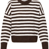 BYOMEA CREW JUMPER - Birch/Java Stripe-Sweaters and Cardigans- Hometown Style HTS, women's in store and online boutique located in Ingersoll, Ontario
