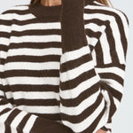 BYOMEA CREW JUMPER - Birch/Java Stripe-Sweaters and Cardigans- Hometown Style HTS, women's in store and online boutique located in Ingersoll, Ontario