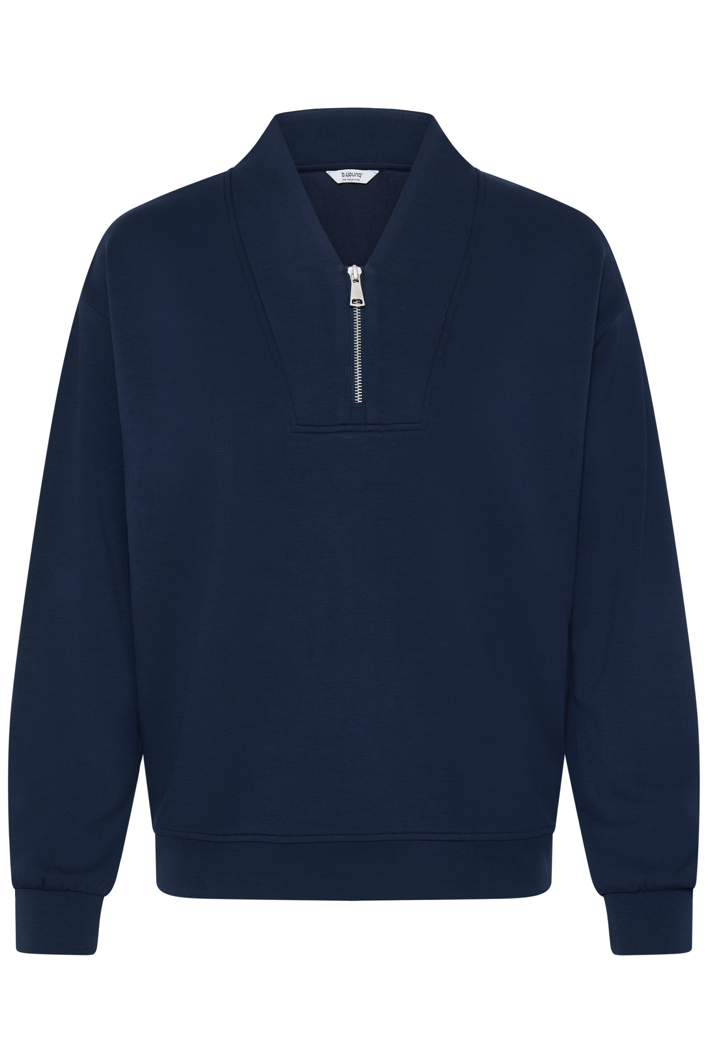 BYPUSTI COLLAR SWEATSHIRT - Dark Sapphire-Casual Tops- Hometown Style HTS, women's in store and online boutique located in Ingersoll, Ontario