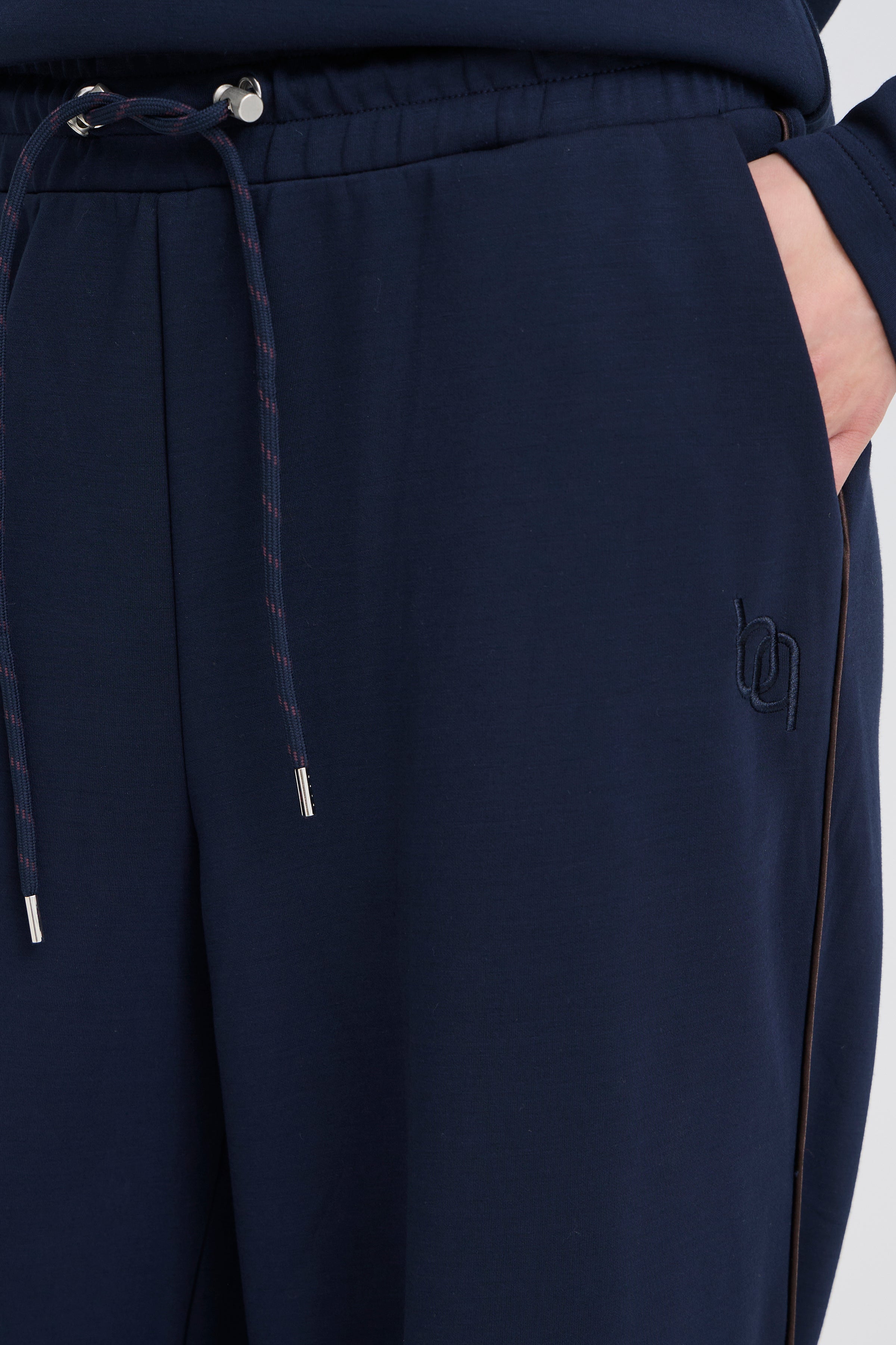 BYPUSTI PIPING PANTS - DARK SAPPHIRE-Bottoms- Hometown Style HTS, women's in store and online boutique located in Ingersoll, Ontario