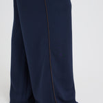 BYPUSTI PIPING PANTS - DARK SAPPHIRE-Bottoms- Hometown Style HTS, women's in store and online boutique located in Ingersoll, Ontario