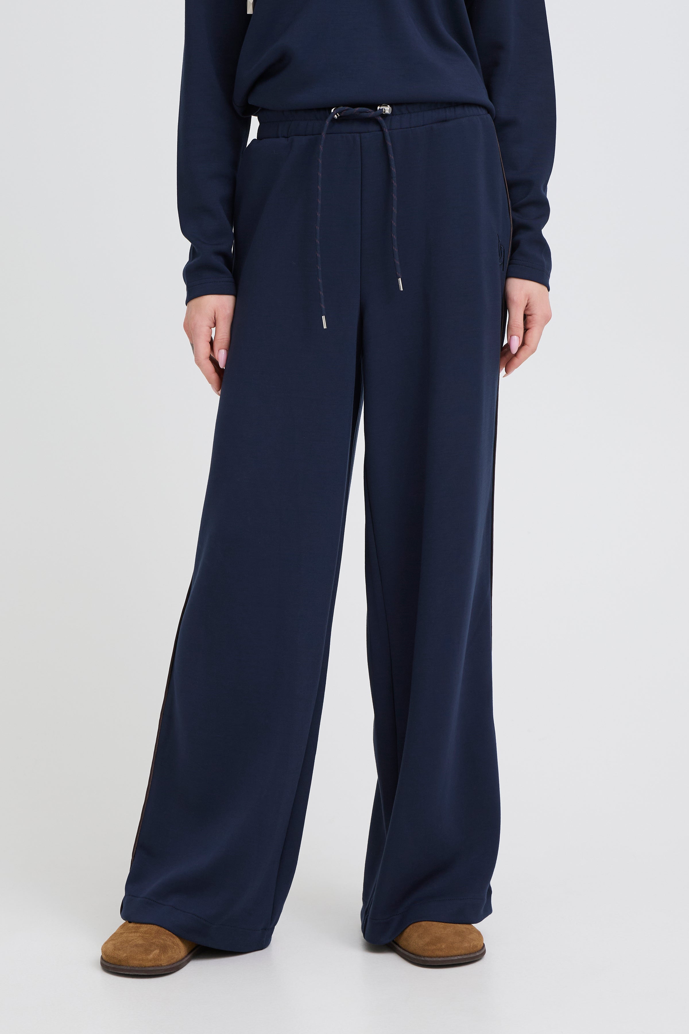 BYPUSTI PIPING PANTS - DARK SAPPHIRE-Bottoms- Hometown Style HTS, women's in store and online boutique located in Ingersoll, Ontario