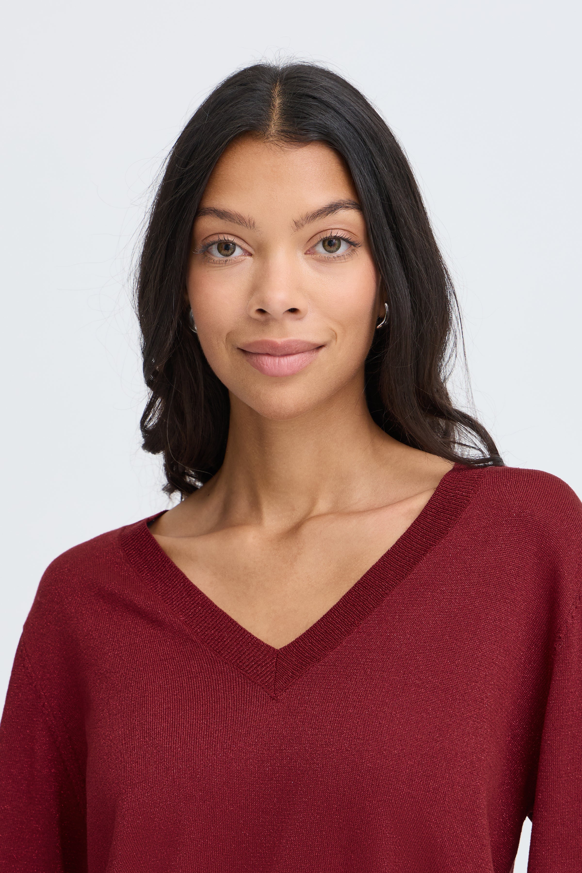 MOBBE V JUMPER- Sundried Tomato-Casual Tops- Hometown Style HTS, women's in store and online boutique located in Ingersoll, Ontario