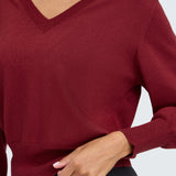 MOBBE V JUMPER- Sundried Tomato-Casual Tops- Hometown Style HTS, women's in store and online boutique located in Ingersoll, Ontario