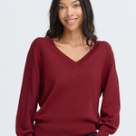 MOBBE V JUMPER- Sundried Tomato-Casual Tops- Hometown Style HTS, women's in store and online boutique located in Ingersoll, Ontario
