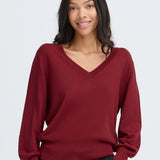 MOBBE V JUMPER- Sundried Tomato-Casual Tops- Hometown Style HTS, women's in store and online boutique located in Ingersoll, Ontario