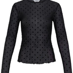 SHIRLEY DOT TOP - Black-Blouses- Hometown Style HTS, women's in store and online boutique located in Ingersoll, Ontario