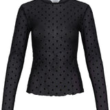 SHIRLEY DOT TOP - Black-Blouses- Hometown Style HTS, women's in store and online boutique located in Ingersoll, Ontario