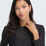 SHIRLEY DOT TOP - Black-Blouses- Hometown Style HTS, women's in store and online boutique located in Ingersoll, Ontario