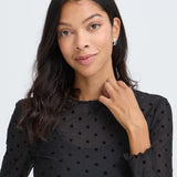 SHIRLEY DOT TOP - Black-Blouses- Hometown Style HTS, women's in store and online boutique located in Ingersoll, Ontario