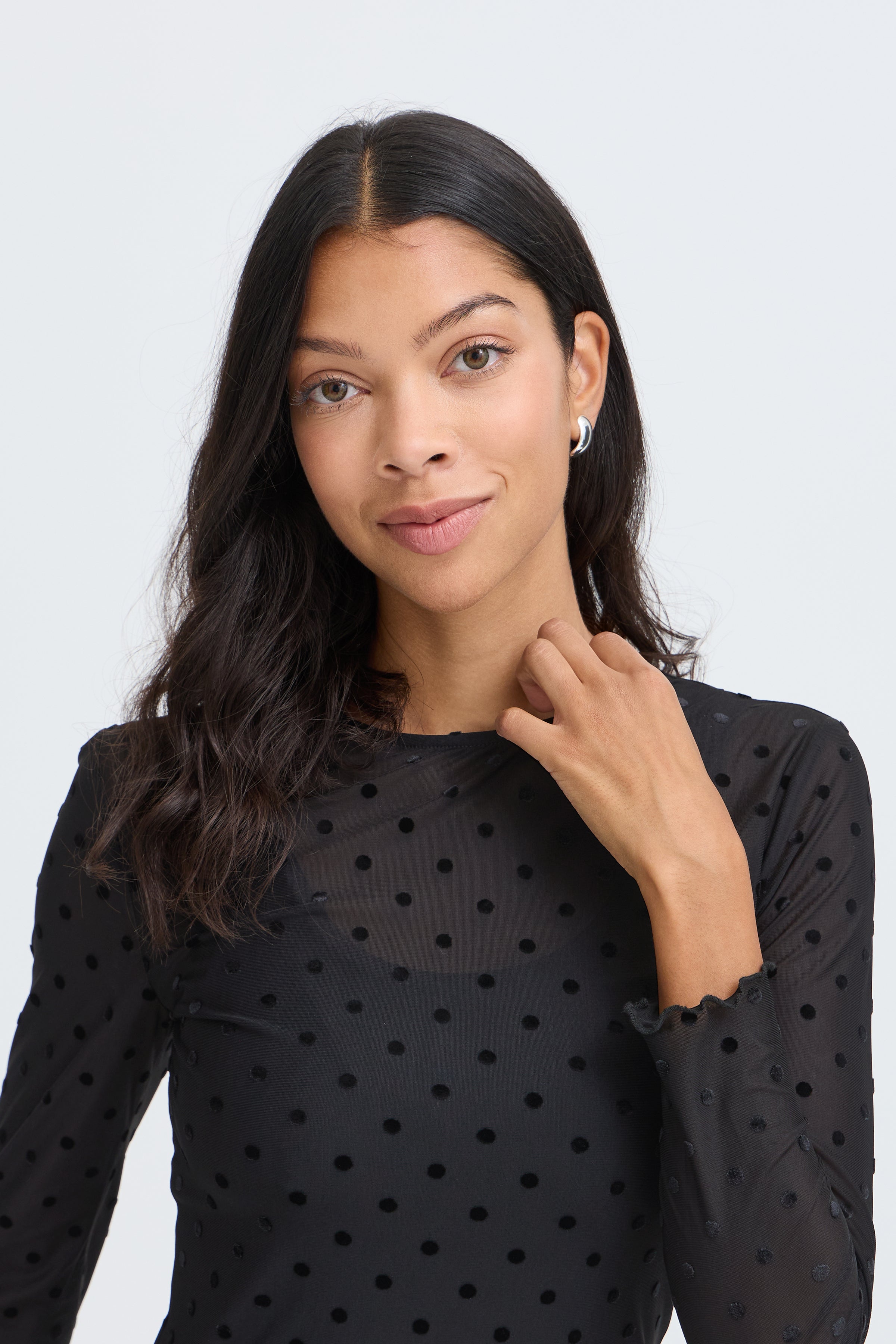 SHIRLEY DOT TOP - Black-Blouses- Hometown Style HTS, women's in store and online boutique located in Ingersoll, Ontario