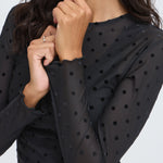 SHIRLEY DOT TOP - Black-Blouses- Hometown Style HTS, women's in store and online boutique located in Ingersoll, Ontario