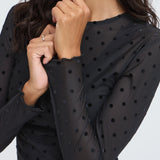 SHIRLEY DOT TOP - Black-Blouses- Hometown Style HTS, women's in store and online boutique located in Ingersoll, Ontario