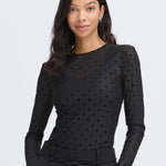 SHIRLEY DOT TOP - Black-Blouses- Hometown Style HTS, women's in store and online boutique located in Ingersoll, Ontario