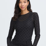 SHIRLEY DOT TOP - Black-Blouses- Hometown Style HTS, women's in store and online boutique located in Ingersoll, Ontario