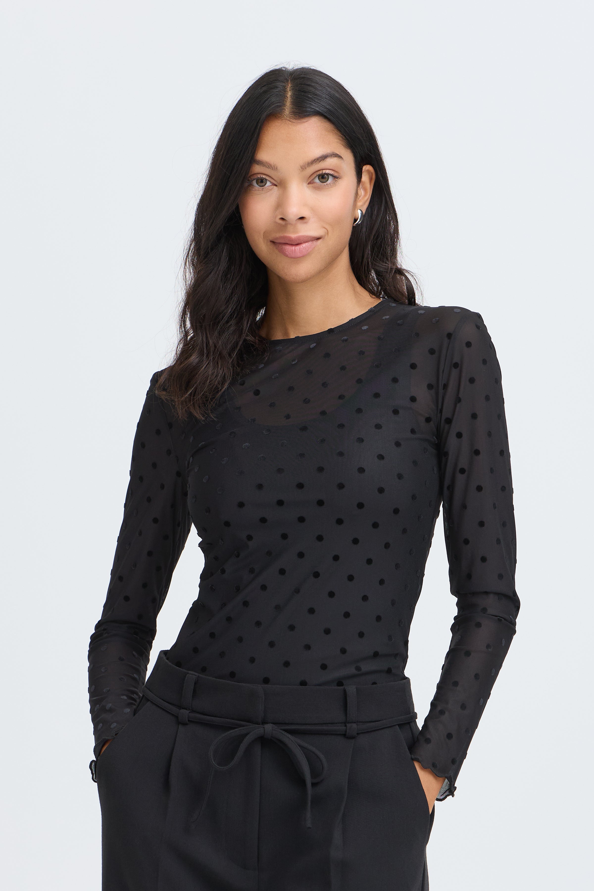 SHIRLEY DOT TOP - Black-Blouses- Hometown Style HTS, women's in store and online boutique located in Ingersoll, Ontario