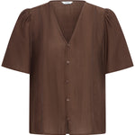 BYXISELDA VNECK SHIRT - Shaved Chocolate-Casual Tops- Hometown Style HTS, women's in store and online boutique located in Ingersoll, Ontario