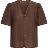 BYXISELDA VNECK SHIRT - Shaved Chocolate-Casual Tops- Hometown Style HTS, women's in store and online boutique located in Ingersoll, Ontario
