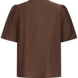 BYXISELDA VNECK SHIRT - Shaved Chocolate-Casual Tops- Hometown Style HTS, women's in store and online boutique located in Ingersoll, Ontario