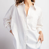 Cotton Button Down Blouse - White-blouse- Hometown Style HTS, women's in store and online boutique located in Ingersoll, Ontario