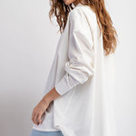 Cotton Button Down Blouse - White-blouse- Hometown Style HTS, women's in store and online boutique located in Ingersoll, Ontario