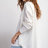 Cotton Button Down Blouse - White-blouse- Hometown Style HTS, women's in store and online boutique located in Ingersoll, Ontario