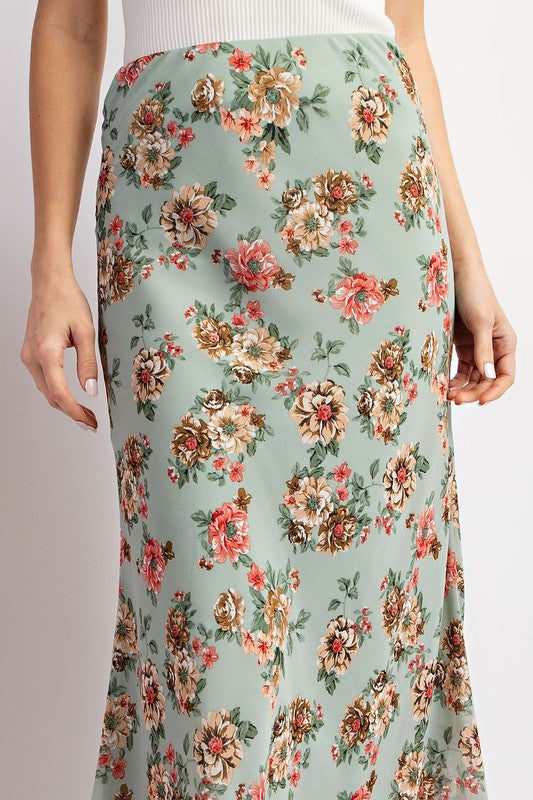 Floral Print Maxi Skirt - Sage-Skirt- Hometown Style HTS, women's in store and online boutique located in Ingersoll, Ontario