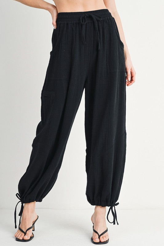 Cotton Jogger Pants - Black-Pants- Hometown Style HTS, women's in store and online boutique located in Ingersoll, Ontario