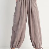 Cotton Jogger Pants - Mushroom-Pants- Hometown Style HTS, women's in store and online boutique located in Ingersoll, Ontario