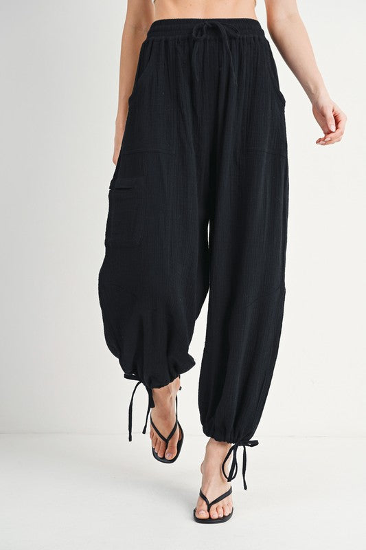 Cotton Jogger Pants - Black-Pants- Hometown Style HTS, women's in store and online boutique located in Ingersoll, Ontario