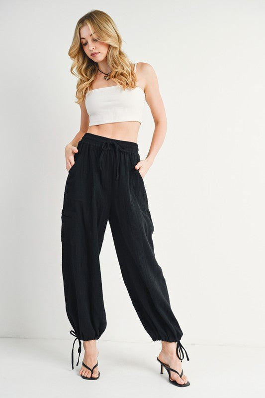 Cotton Jogger Pants - Black-Pants- Hometown Style HTS, women's in store and online boutique located in Ingersoll, Ontario