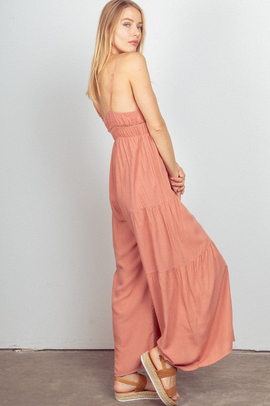 Woven Wide Leg Jumpsuit - Blush-Jumpsuits & Rompers- Hometown Style HTS, women's in store and online boutique located in Ingersoll, Ontario