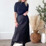 Satin-Like Maxi Skirt - Black-Skirt- Hometown Style HTS, women's in store and online boutique located in Ingersoll, Ontario