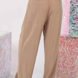 Pleated Linen Pants - Mocha-Pants- Hometown Style HTS, women's in store and online boutique located in Ingersoll, Ontario