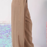 Pleated Linen Pants - Mocha-Pants- Hometown Style HTS, women's in store and online boutique located in Ingersoll, Ontario