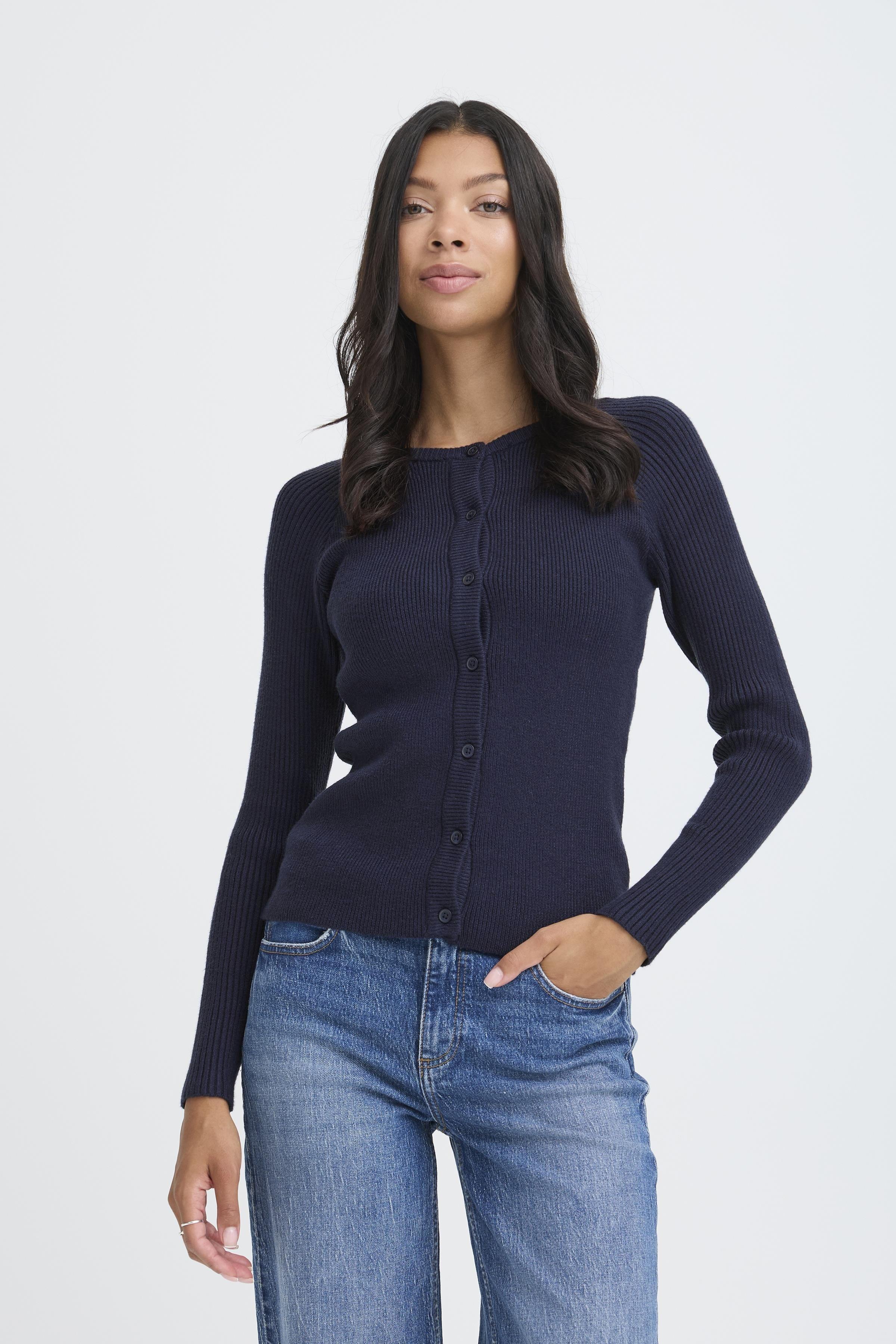 BMMNORMA RIB CARDIGAN- Navy-cardigan- Hometown Style HTS, women's in store and online boutique located in Ingersoll, Ontario