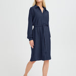 Button Down Shirt Dress - Navy-Dress- Hometown Style HTS, women's in store and online boutique located in Ingersoll, Ontario