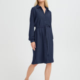 Button Down Shirt Dress - Navy-Dress- Hometown Style HTS, women's in store and online boutique located in Ingersoll, Ontario