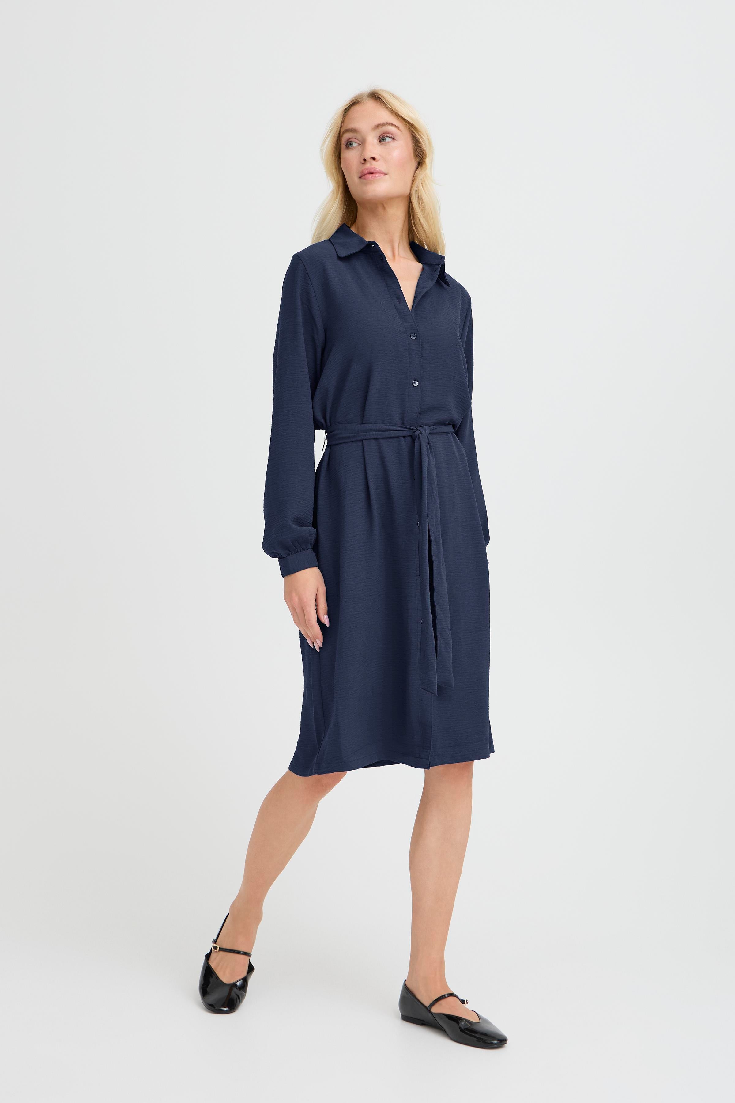 BMMGERDA SHIRT DRESS - Navy-Dress- Hometown Style HTS, women's in store and online boutique located in Ingersoll, Ontario