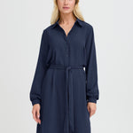 Button Down Shirt Dress - Navy-Dress- Hometown Style HTS, women's in store and online boutique located in Ingersoll, Ontario